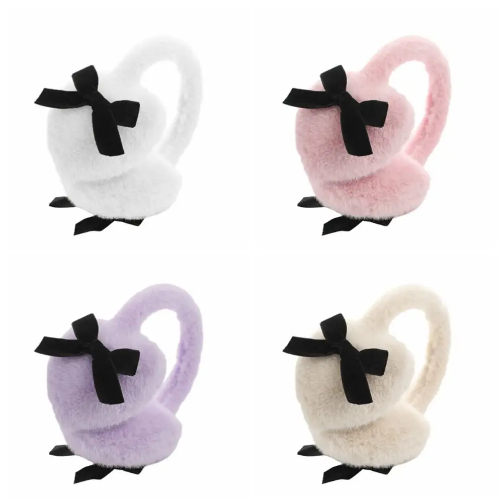 Fashion Japanese Faux Fur Plush Earmuffs JK Sweet Soft Warm Y2k Bowknot Earmuffs Windproof Cycling Winter Earflap Women