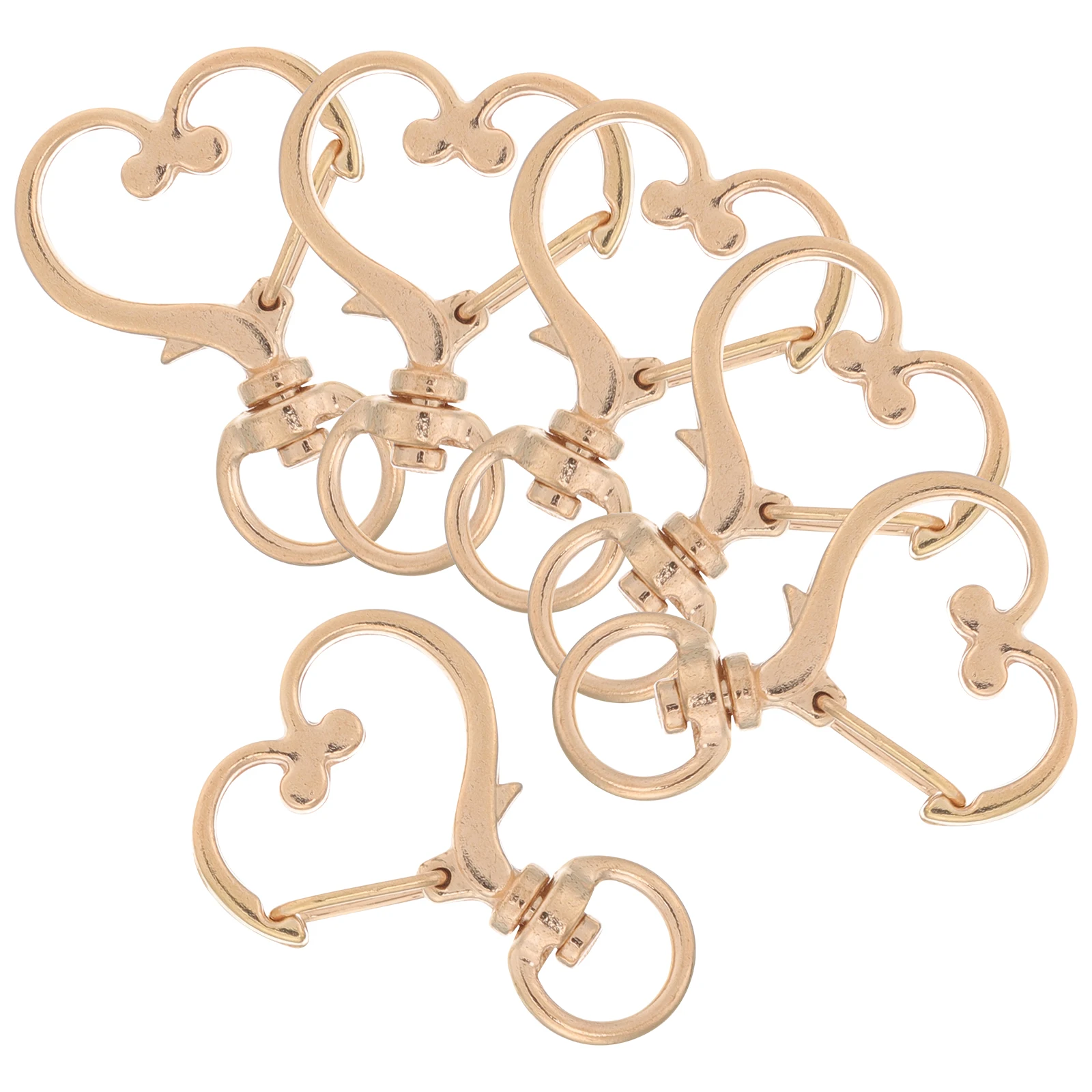 

6pcs Heart Shaped Keychains Gold Alloy Durable Buckles for Bags Belts Shoes Boots Handbags Hats Crafts Jewelry Parts