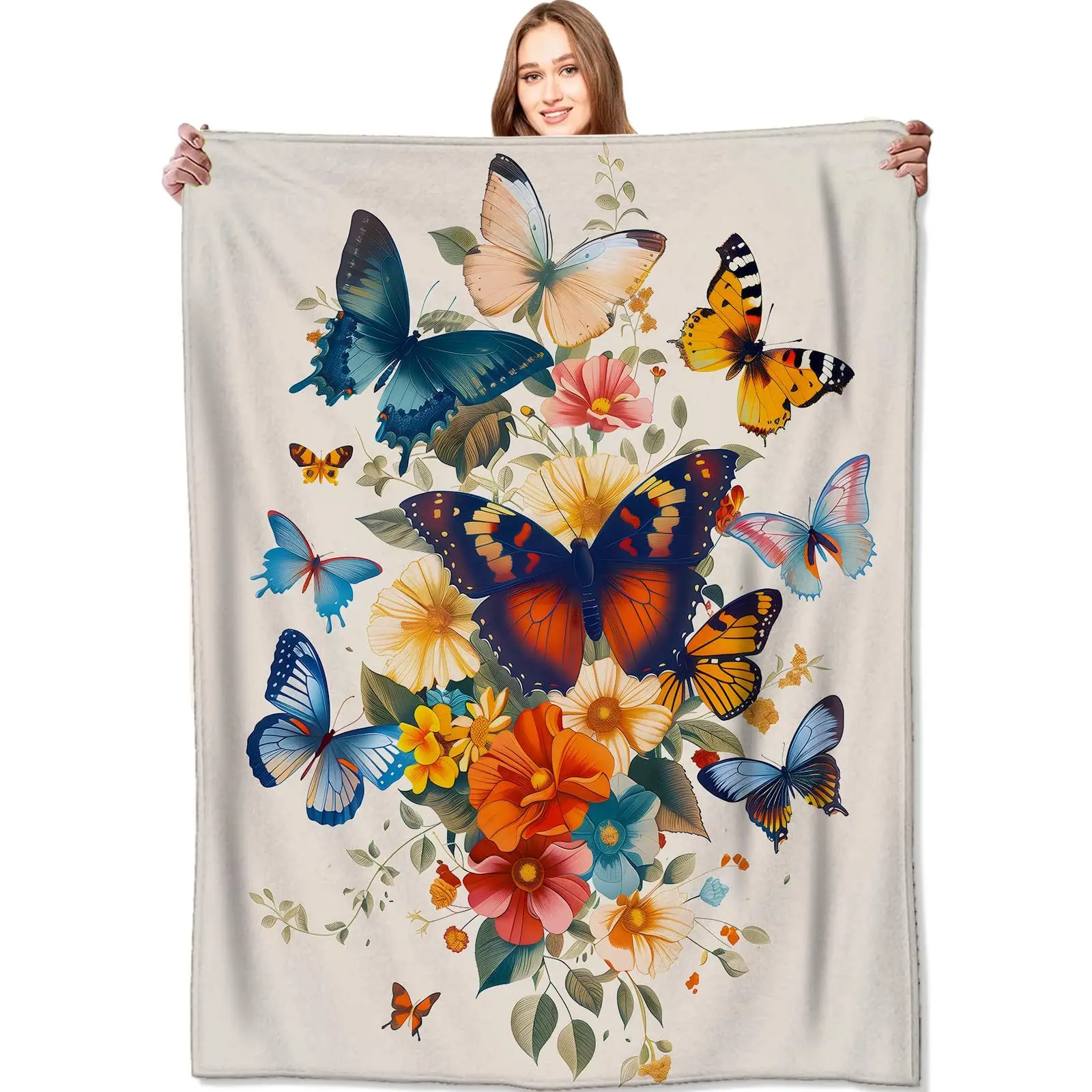 Butterfly Identification Guide digital-printed polyester velvet flannel cover blanket Fleece soft sofa cover blankets for beds