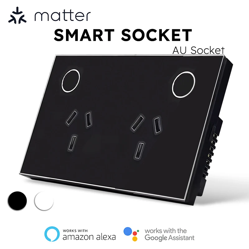 Matter Smart Steckdose AU Elektrische Stecker Steckdose Power Überwachung Touch Sensor Schalter Drahtlose Fernbedienung Alexa Google Hause
