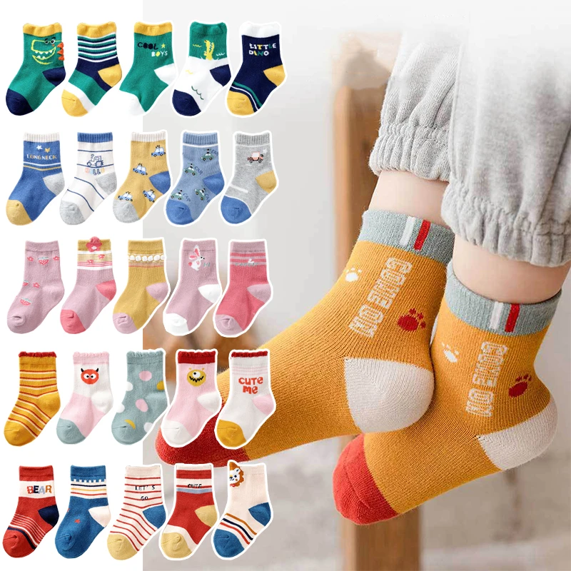 

5 Pairs Baby Children's Socks Cartoon Spring Autumn Animal Kids Sock Girls Cute Boy Toddler Socks For 1-12 Years calcetines niño