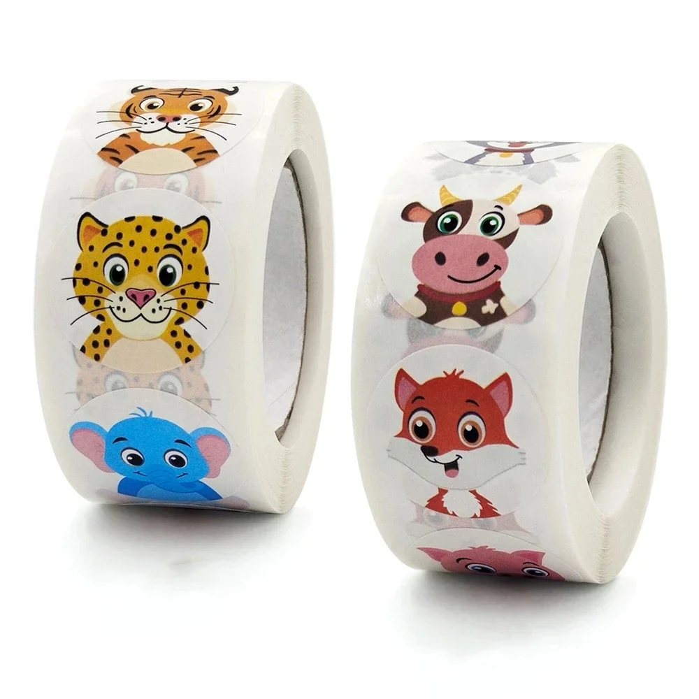 Cartoon Animal Children Sticker Label Thank You Stickers 50-500pcs - Cute Toy Game Tag DIY Gift Sealing Label Decoration