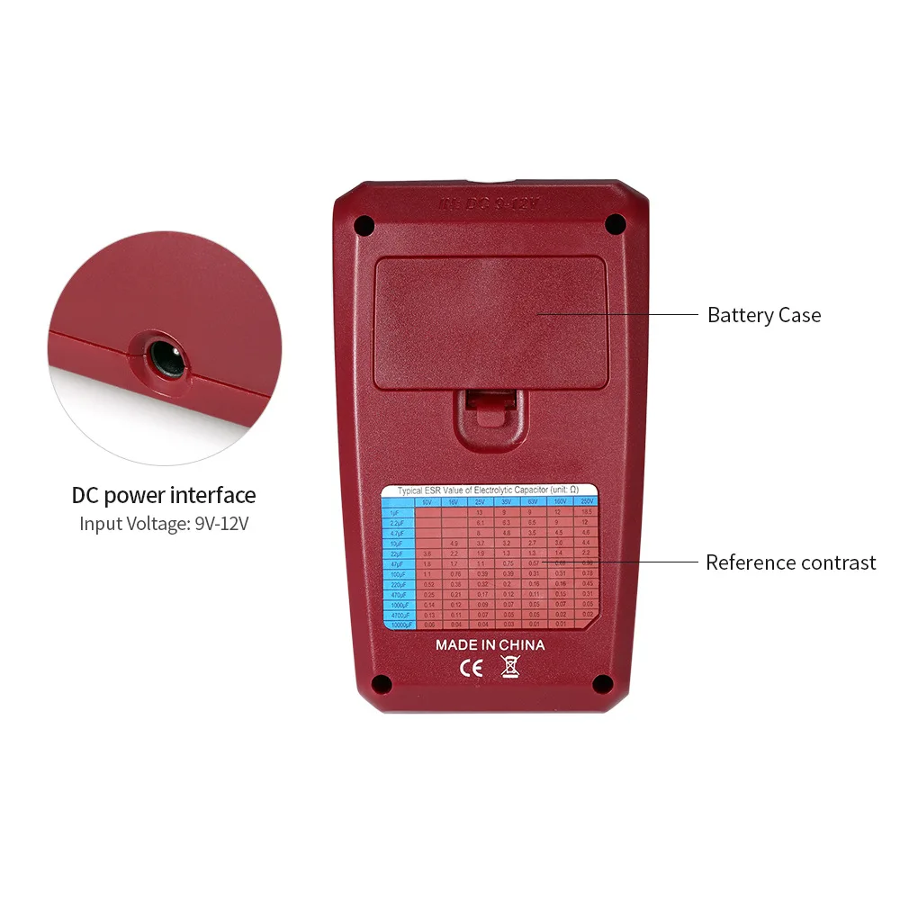 New ESR Capacitance Ohm Meter Capacitor Transistor Diode Triode Tester Resistance Measuring  With SMD Test Clip