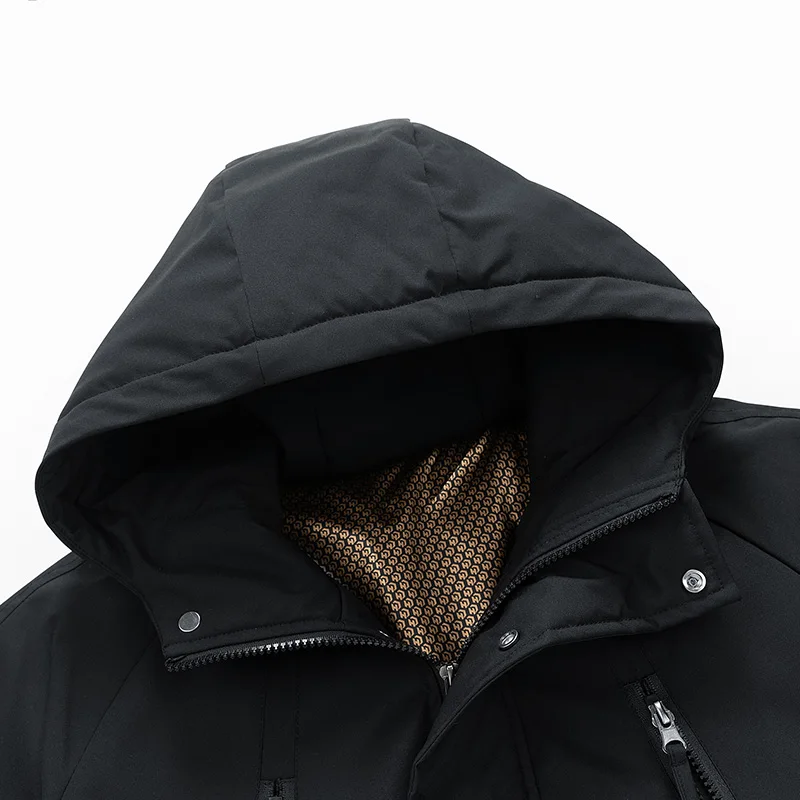 الشتاء الرجال ملابس قطنية سميكة ودافئة مريحة عصرية متعددة الاستخدامات عالية الجودة مقنعين بلون سترة دافئة #4