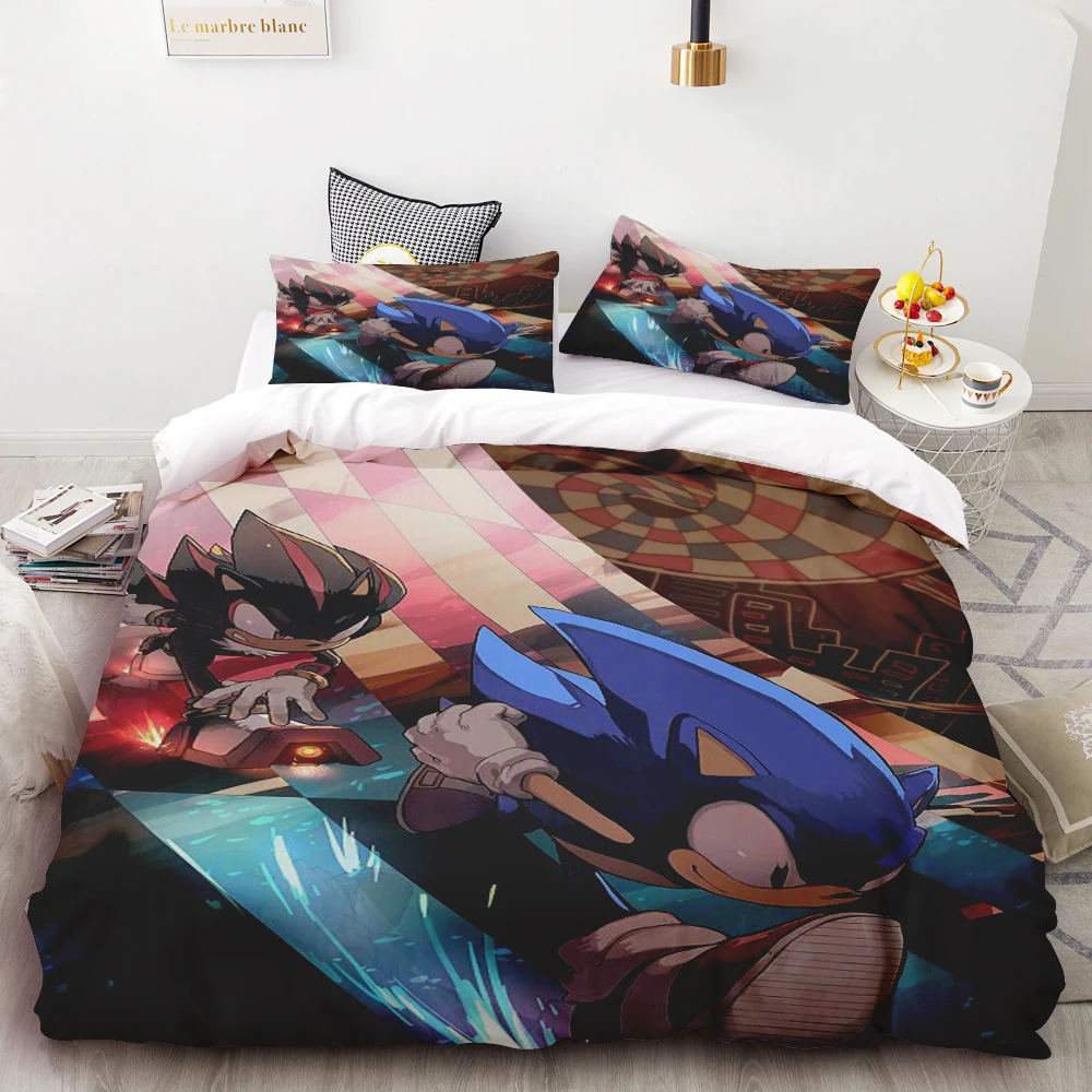 

duvet cover Sonic-funda nórdica para niños, juego de cama de Anime, funda de edredón dormitorio, niños y adolescentes best gifts