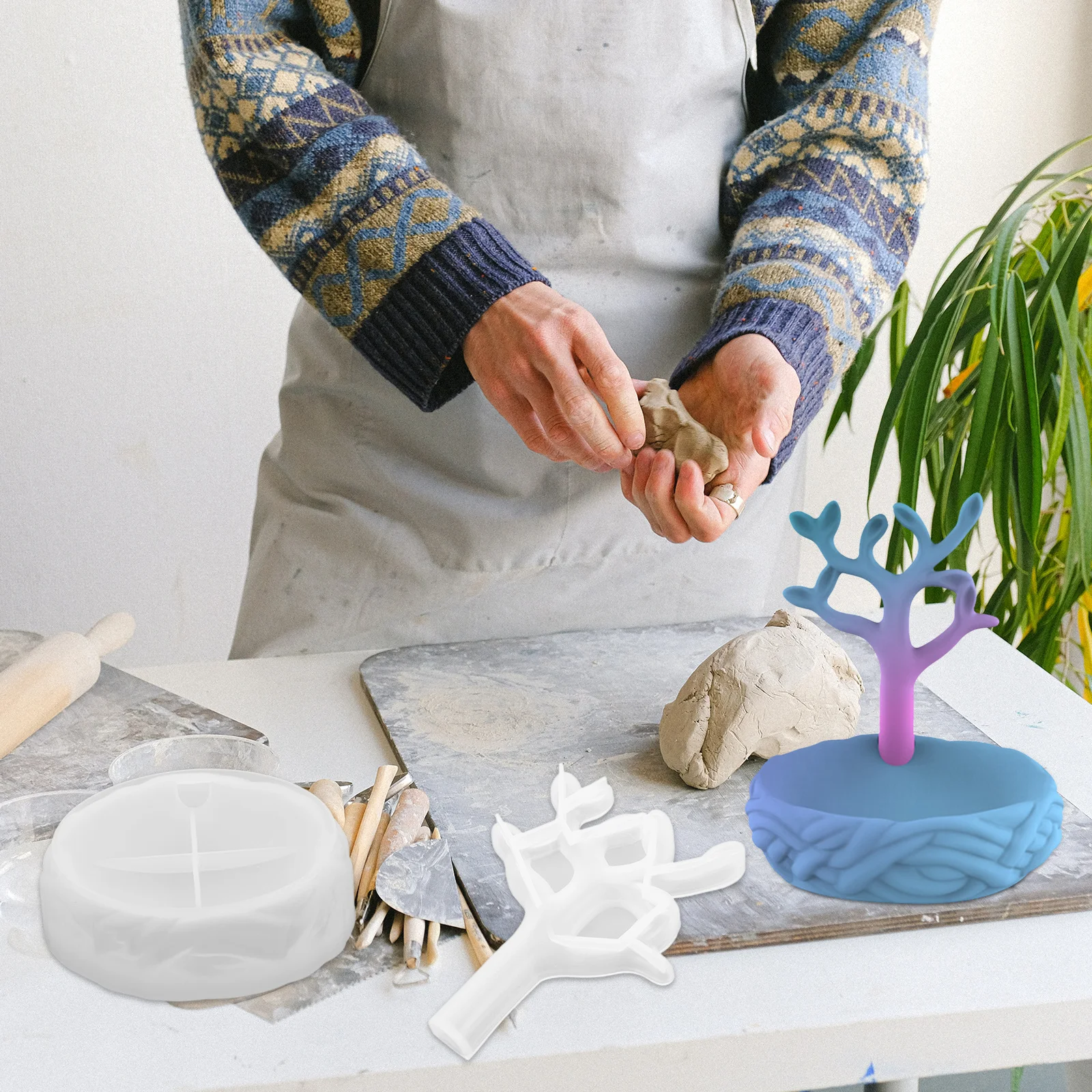 

1Set Tree Bud Silicone Molds DIY Storage Box Mold Fadeless Washable Reusable Creative Design Durable Practical Safe