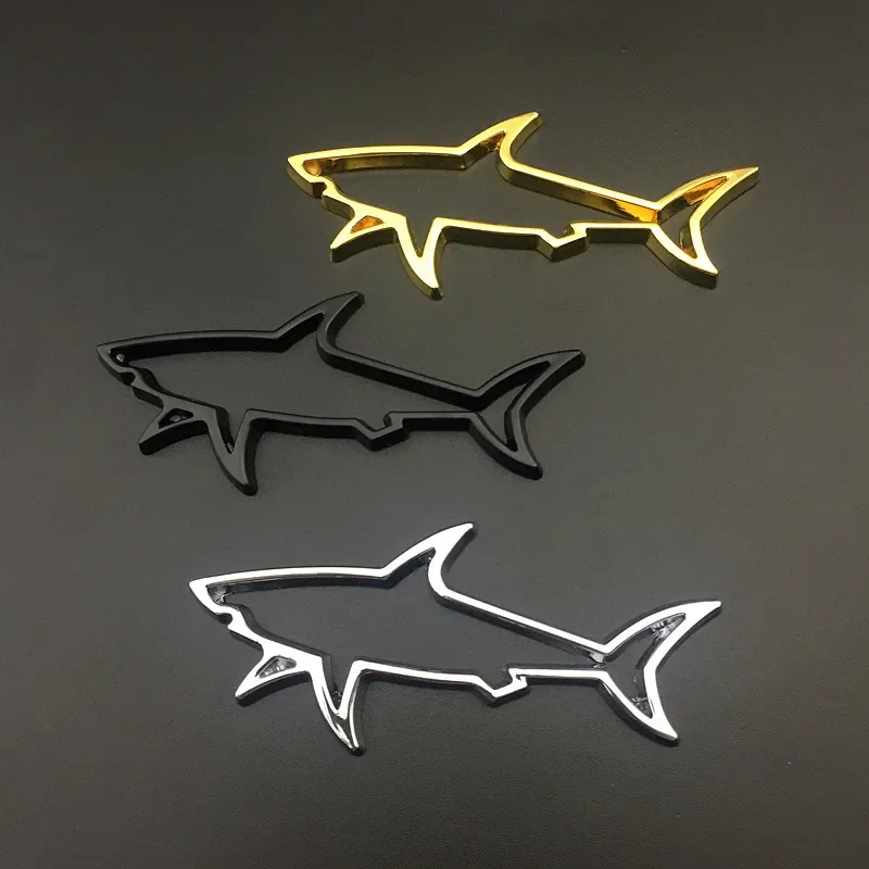 Metal Shark Car Body Sticker Rear Tail Bumper Badge Emblem For Volvo Land Rover Mitsubishi Nissan Opel Peugeot Renault SEAT