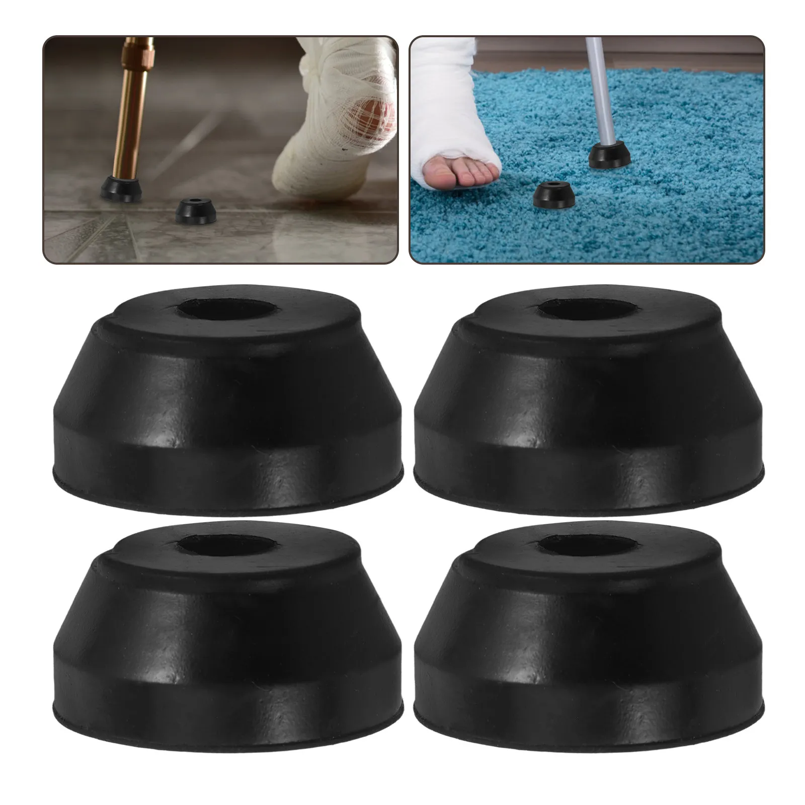 6Pcs Heavy Duty Tri-Foot Cane Tips Rubber Replacement Feet for Walking Stick Stability Non-Slip Grip Elderly Seniors Mobility