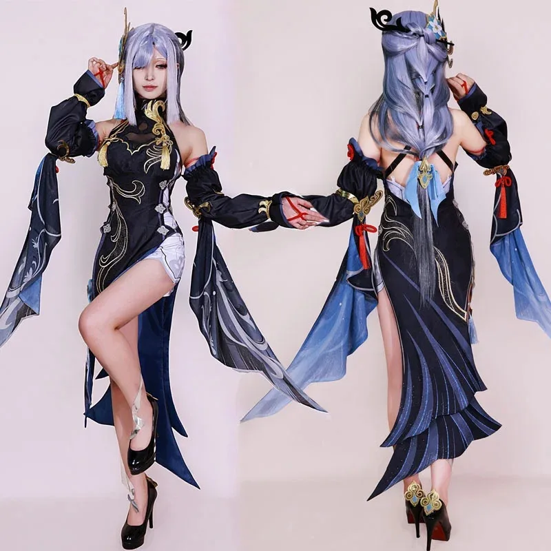 Shen He Cosplay Costume Frostflower Dew Dress Genshin Impact Lantern Rite Shenhe New Cosplay Outfits Costume Uniforms