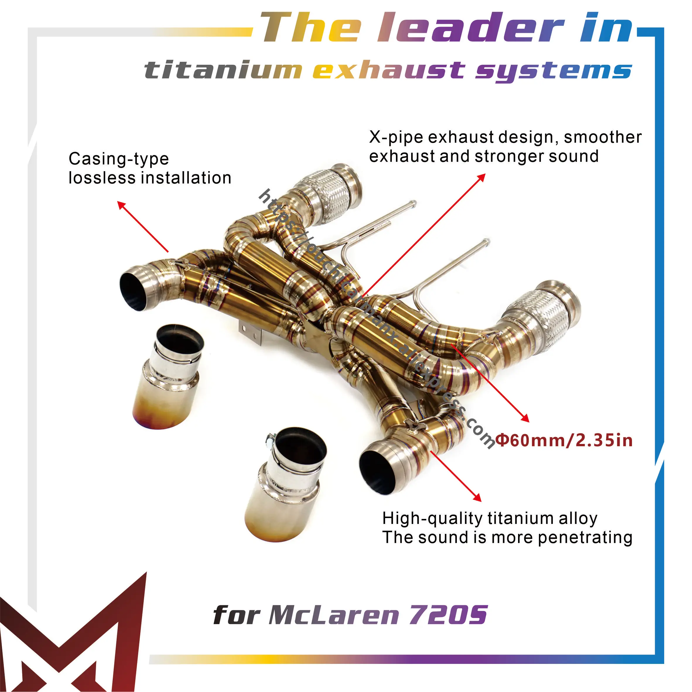 

MANX Exhaust Catback for McLaren 720S Ti Baked golden X-pipe design Exact Fit Tail Pipe Continuous surprises