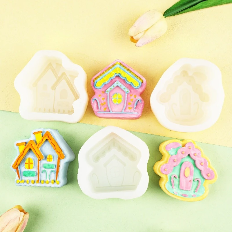 

Cartoon House Silicone Mold Handmade Candle Aromatherapy Plaster Epoxy Resin Mold Fondant Chocolate Mould Cake Decoration