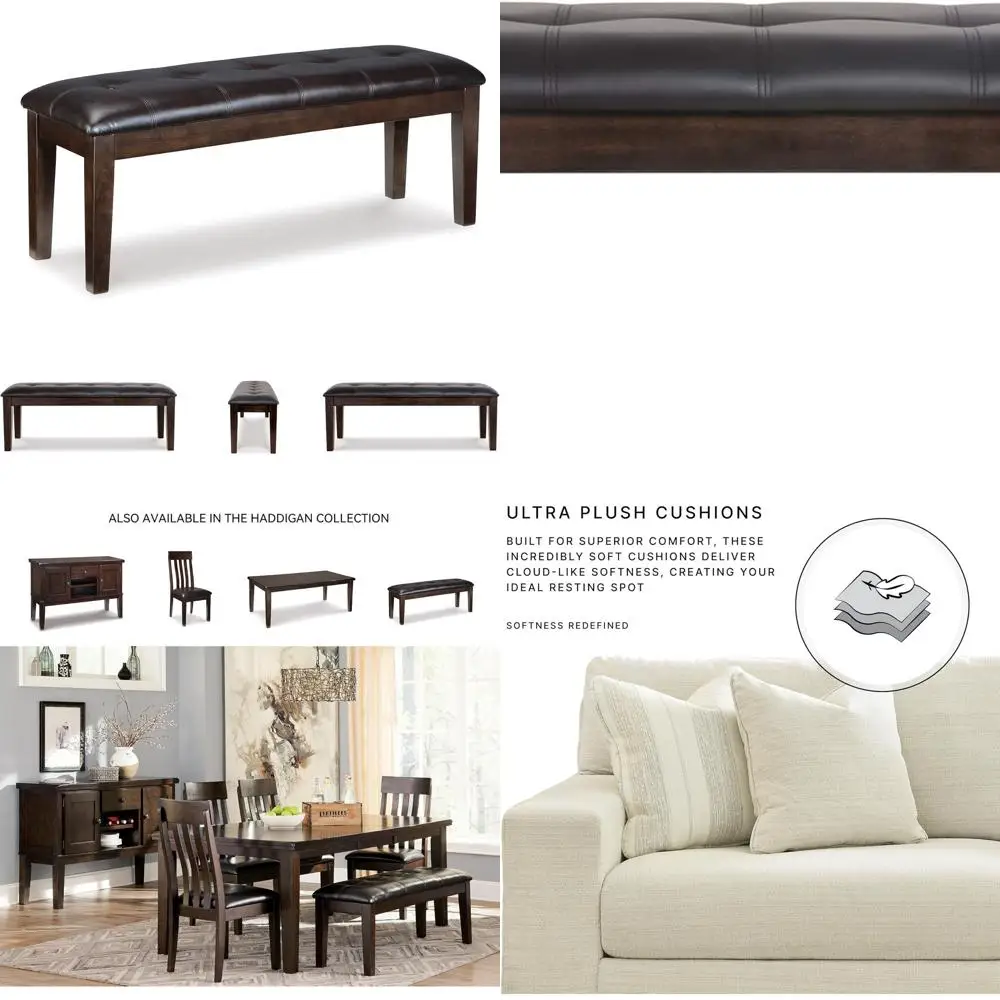 مقعد طعام منجد باللون البني الداكن الكلاسيكي من Ashley Haddigan