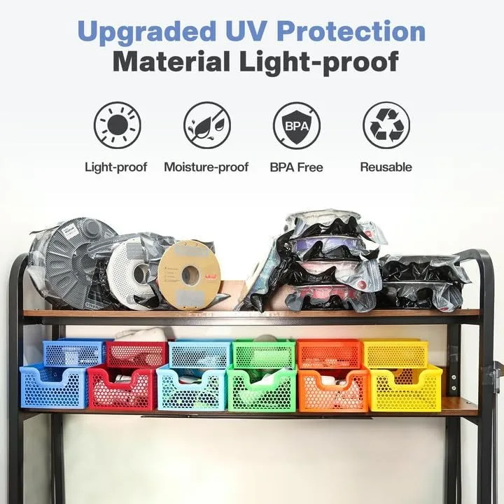 3D-Filament Vakuum-Aufbewahrungsbeutel-Set Lichtundurchlässige Wiederverwendbare Versiegelungsbeutel Staubdicht Feuchtigkeitsbeständig für PLA PETG ABS TPU ASA PA PC DP – Detail 6