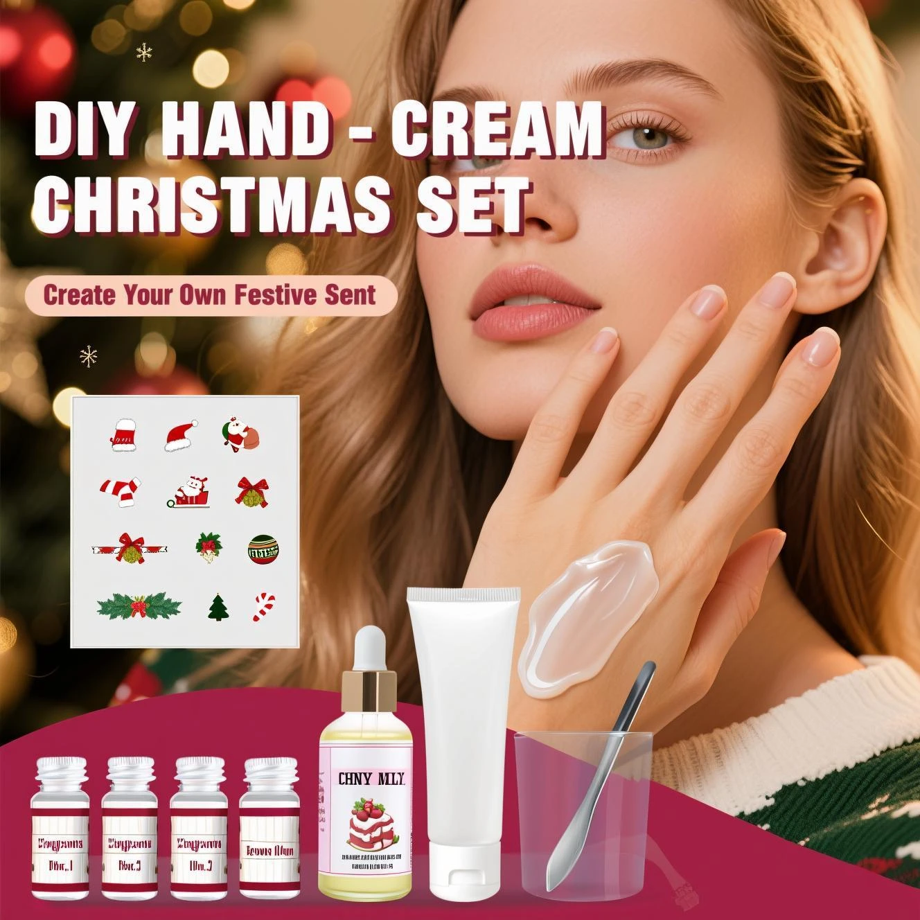 

Рождественский набор кремов для рук своими руками, полный набор для создания натурального увлажняющего крема дома, подарок для всех