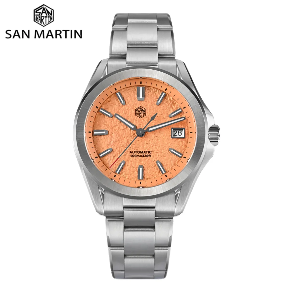 

San Martin 39mm Men Dress Watch Self-Wind Mechanical 3H Date New On The Fly Adjust Clasp BGW-X1 Lume Hombre Reloj SN0129C-2/3