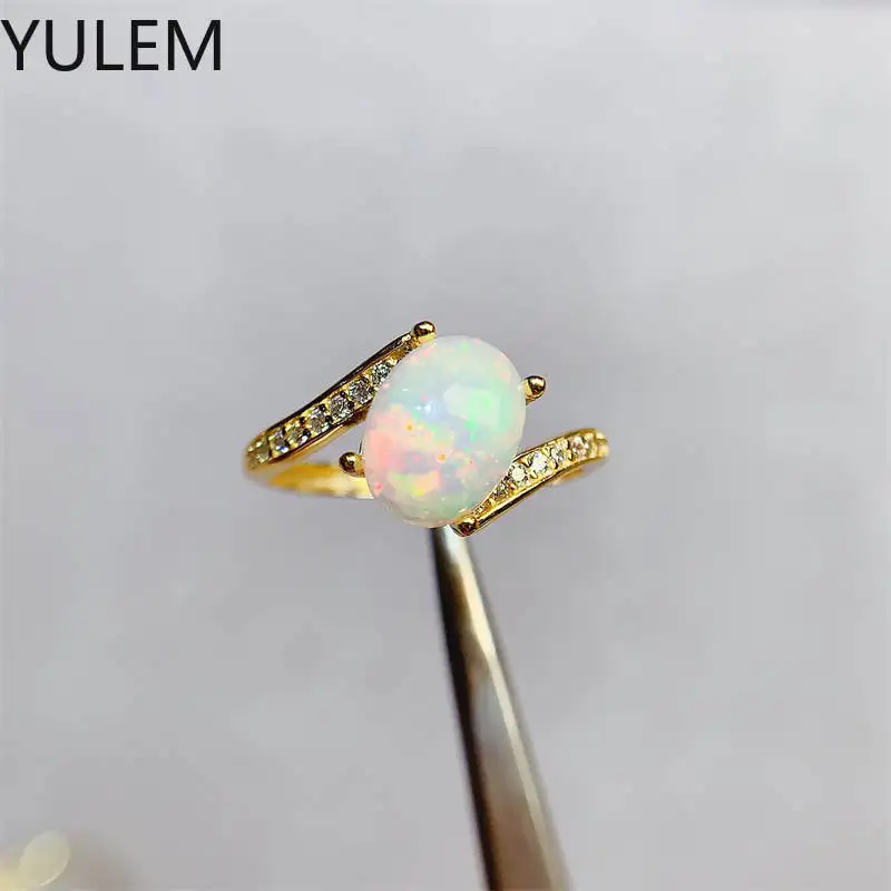 خاتم أوبال طبيعي لحفلات الزفاف أنثى فاخرة من الفضة الإسترليني عيار 925 شحن مجاني ماركة فاخرة جوهرة طبق الأصل لعيد الحب #2