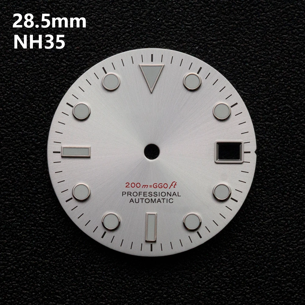 28.5mm S Logo SUB Dive Dial Fit NH35/NH36/4R/7S Japanese Movement Green Luminous Sunray High-Quality Watch Modified Accessories