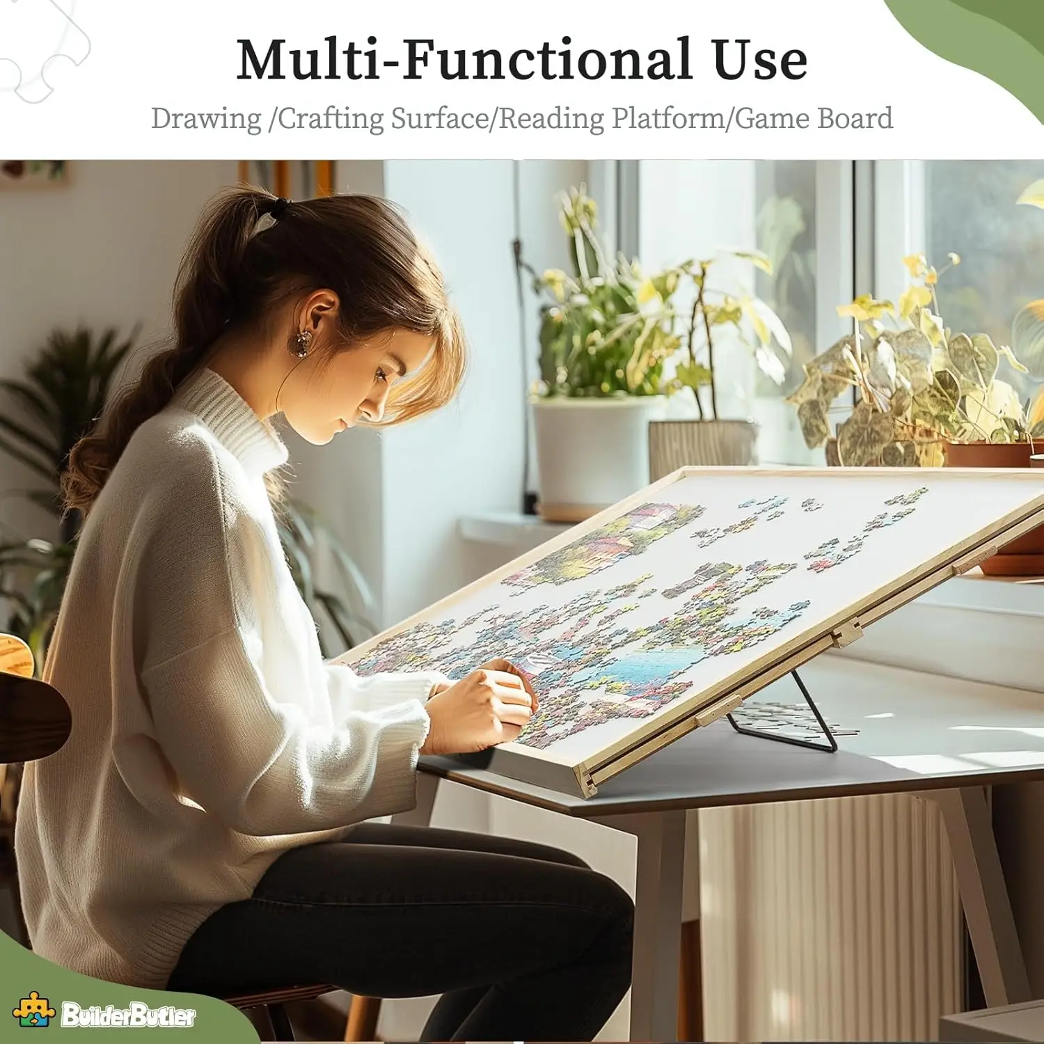 Planche de puzzle inclinable et rotative 2 en 1, 2000 pièces, table de puzzle portable 40,16 x 28,5 pouces avec 4 tiroirs et couvercles