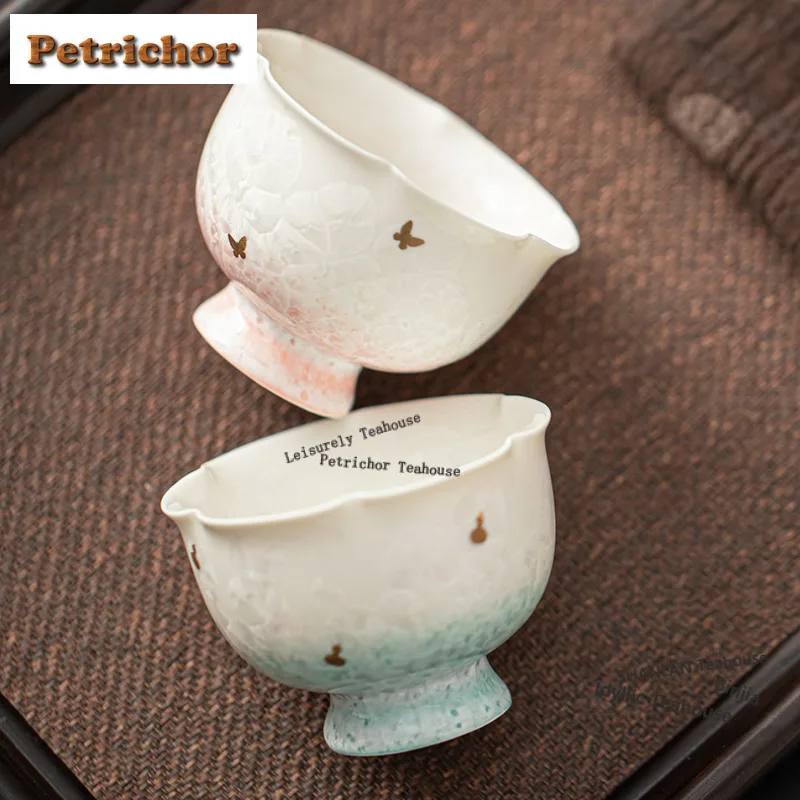 80ml Sprinkle Gold Gradient Ramp High Foot Teacup Luxury Tea Bowl Water Jug Tea-tasting Personal Cup Jianzhan Master Cups Craft
