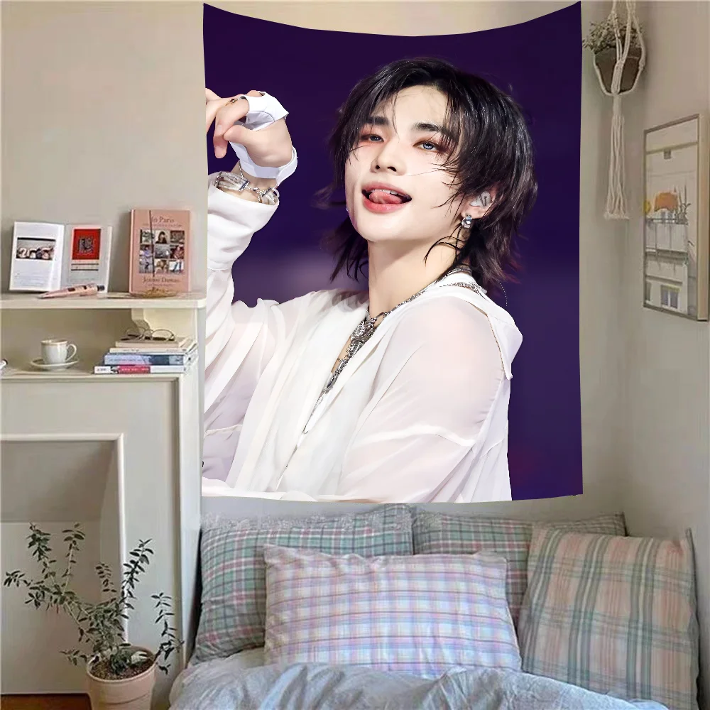Hyunjin Wandteppich, Raumdekoration, Wandtuch, Party, hängender Hintergrund, Raumdekoration, Babyzimmer