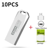 Zsuit 10 uds/unidad Flash USB 64gb unidad de bolígrafo de Metal 128gb memoria impermeable Stick 3,0 u-disk logotipo gratis regalo Pendrive tipo-c USB