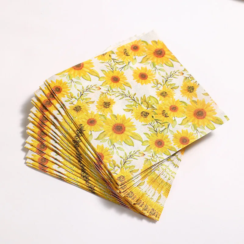 20Pcs Disposable Paper Napkins, Sun Flower Printed Napkins, Party Handkerchief Tissue Paper Towel, Table DIY Decor