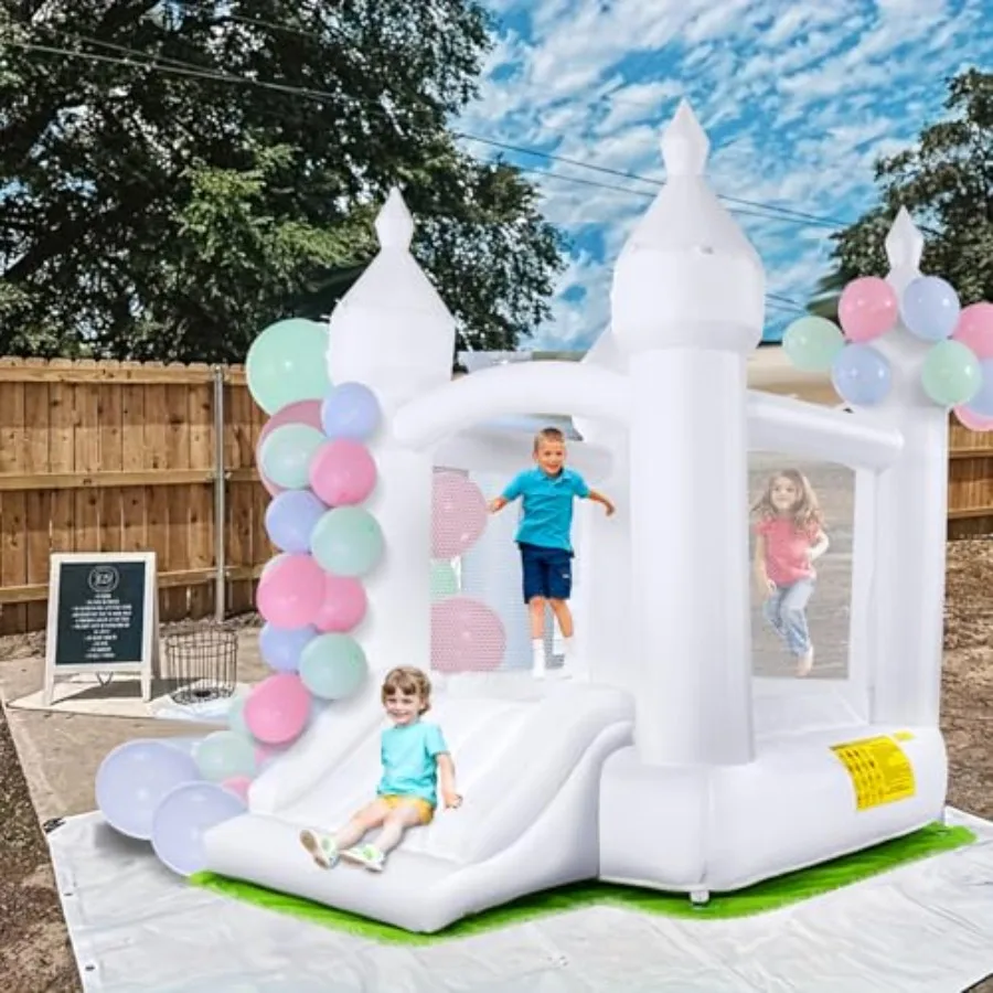 

Надувной белый батут для детей 3-10 лет, для дома и улицы, с покрытием для пола и насосом