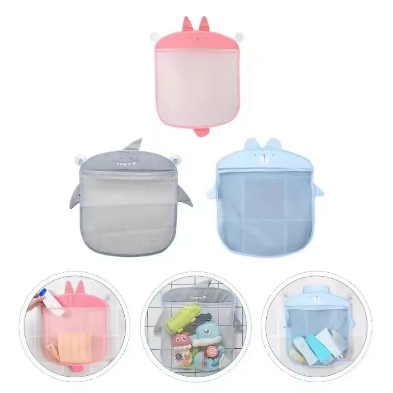 1Pc Cartoon Large Capacity Bathroom Storage Bag, Bath Toy Quick Drying Mesh Bag with Suction Cup, Multi-functional Bathroom Bag