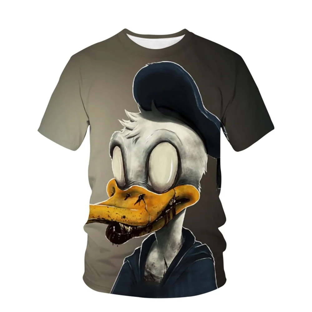

Disney Donald Duck short-sleeved round neck T-shirt summer adult men's 3d printing short-sleeved fashion street gothic style