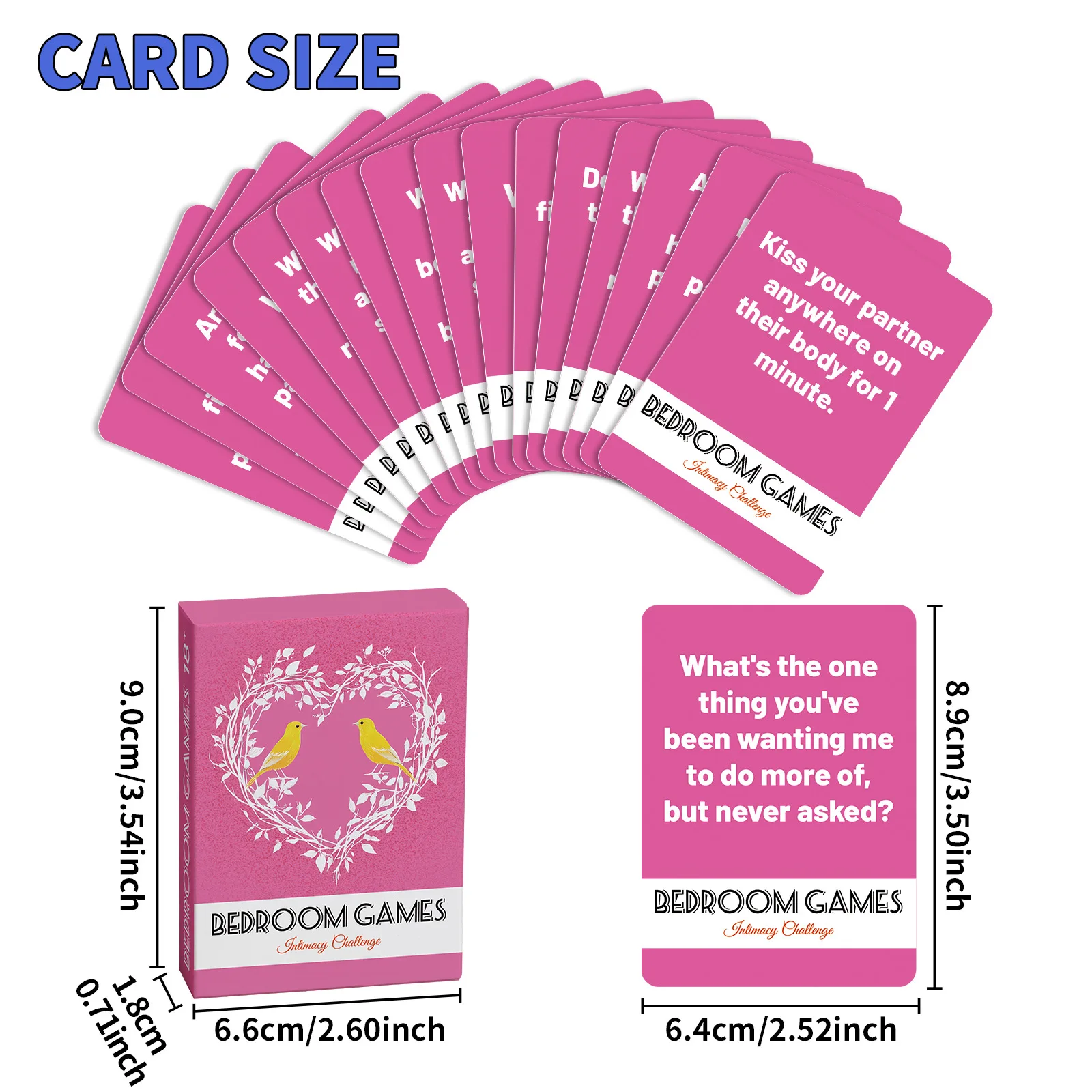 1Deck 50 carte da gioco per camera da letto - Carte da sfida per intimità per coppie, carte da gioco per intrattenimento per il tempo libero nella camera da letto con data notturna