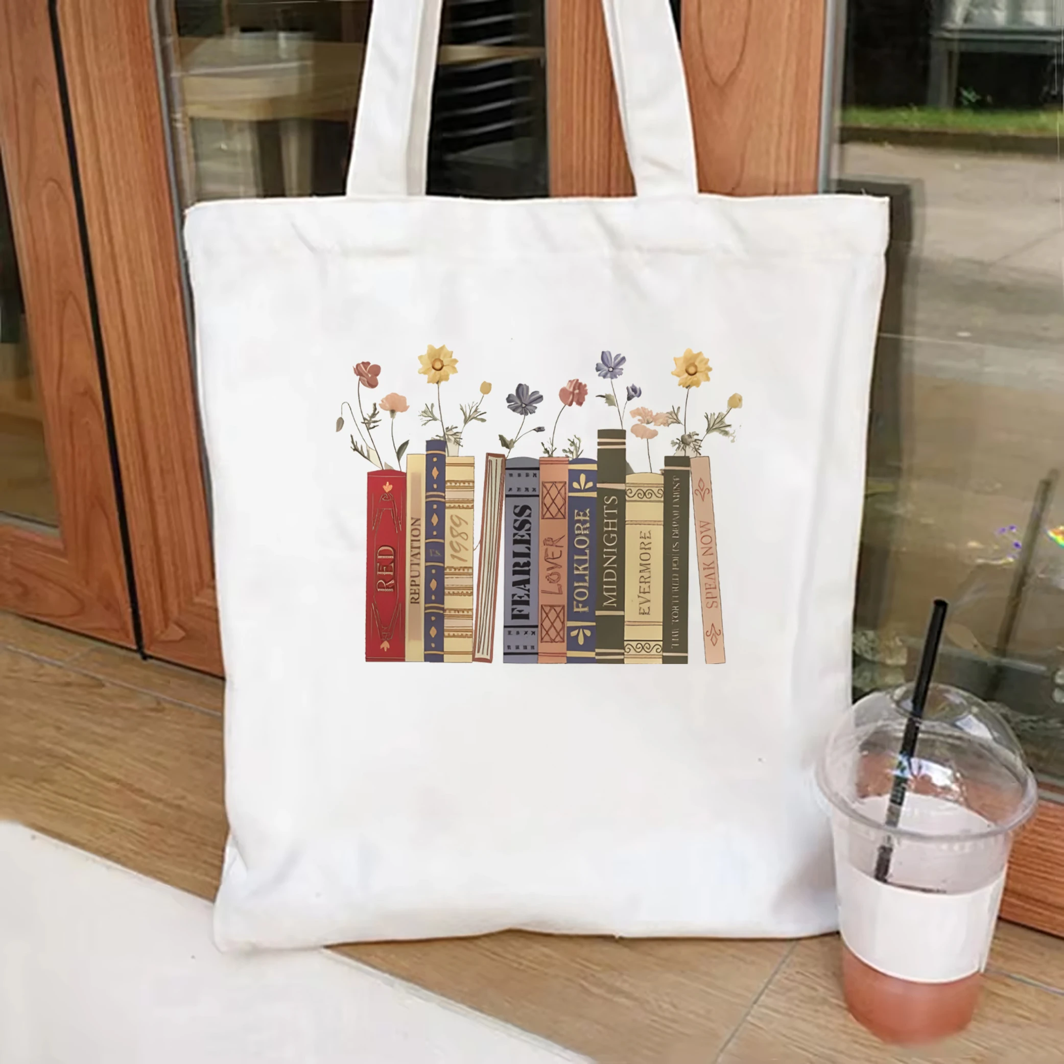 Albums As Books Canvas Tote Bag Trendy Aesthetic For Book Lovers Canvas Tote Bag Aesthetic Folk Music Canvas Tote Bag TS merch