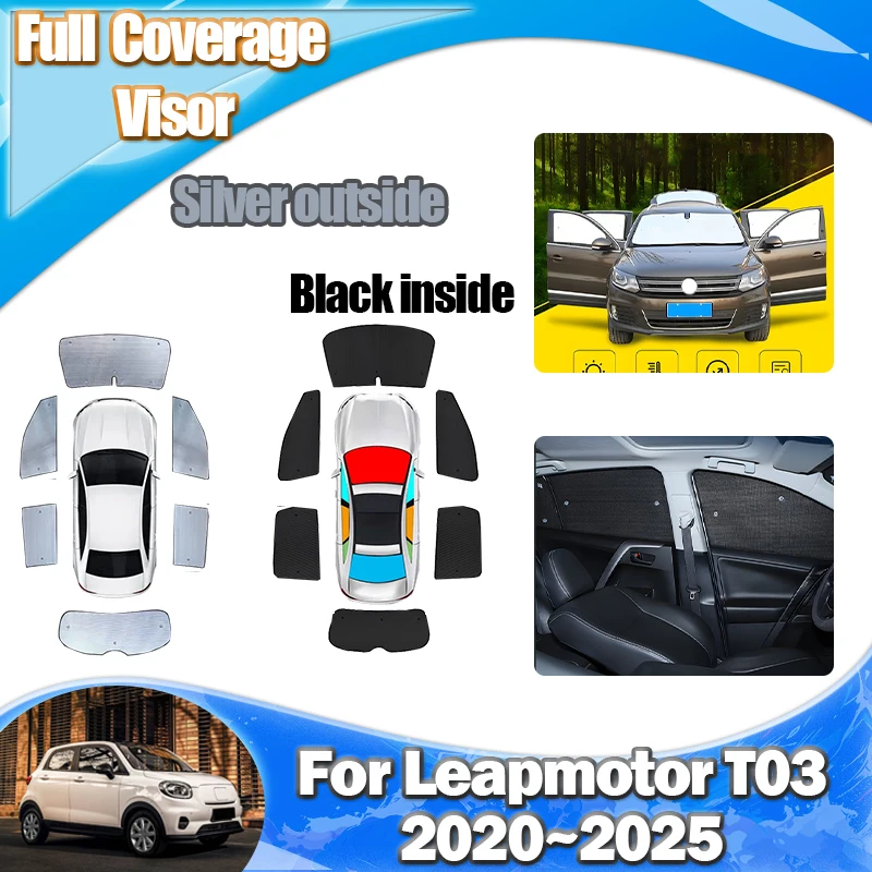 

Для Leapmotor T03 2025 2024 ~ 2020 автомобильный солнцезащитный козырек на окно, солнцезащитный козырек, защита от солнца, лобовое стекло, анти-УФ-козырек, наклейка, аксессуары