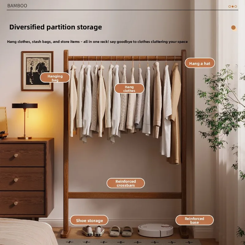 

Hanger floor-to-ceiling bedroom household coat rack room indoor hanger does not occupy the area of clothes storage rack rack