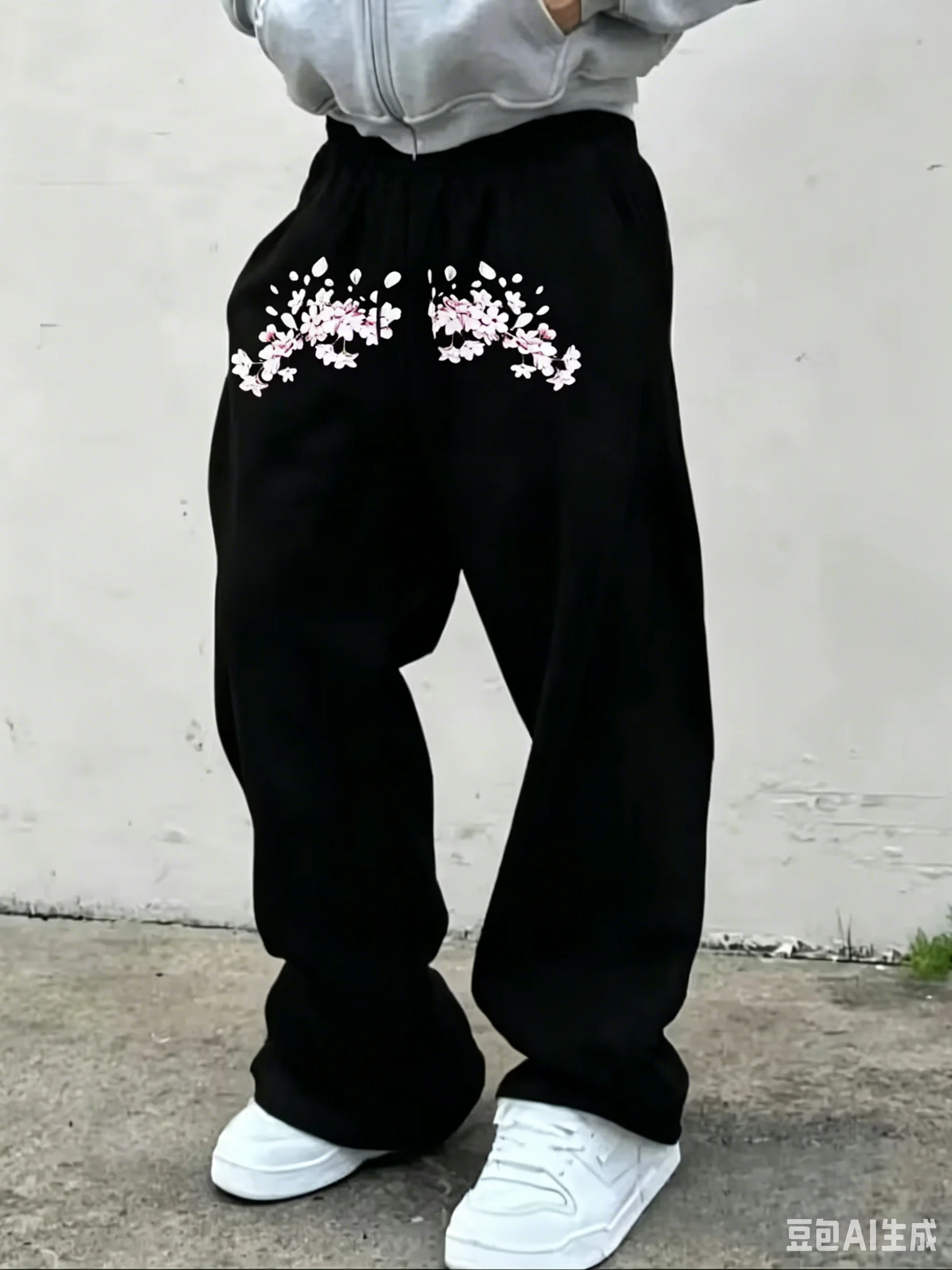 

Japanese Cherry Blossom Pattern 3D Printed Pants, Unisex Oversized Casual Sports Pants, Street Pants, Gothic Loose Fit