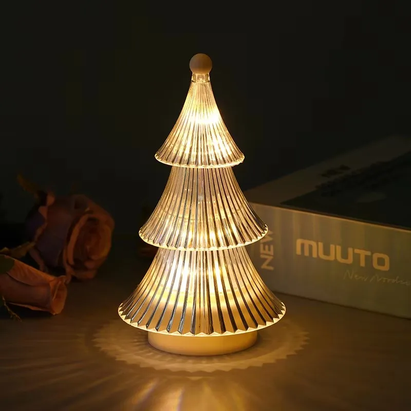 Luz nocturna de árbol de Navidad con pilas, mini lámpara de escritorio LED para decoración de dormitorio, regalo para vacaciones de Navidad
