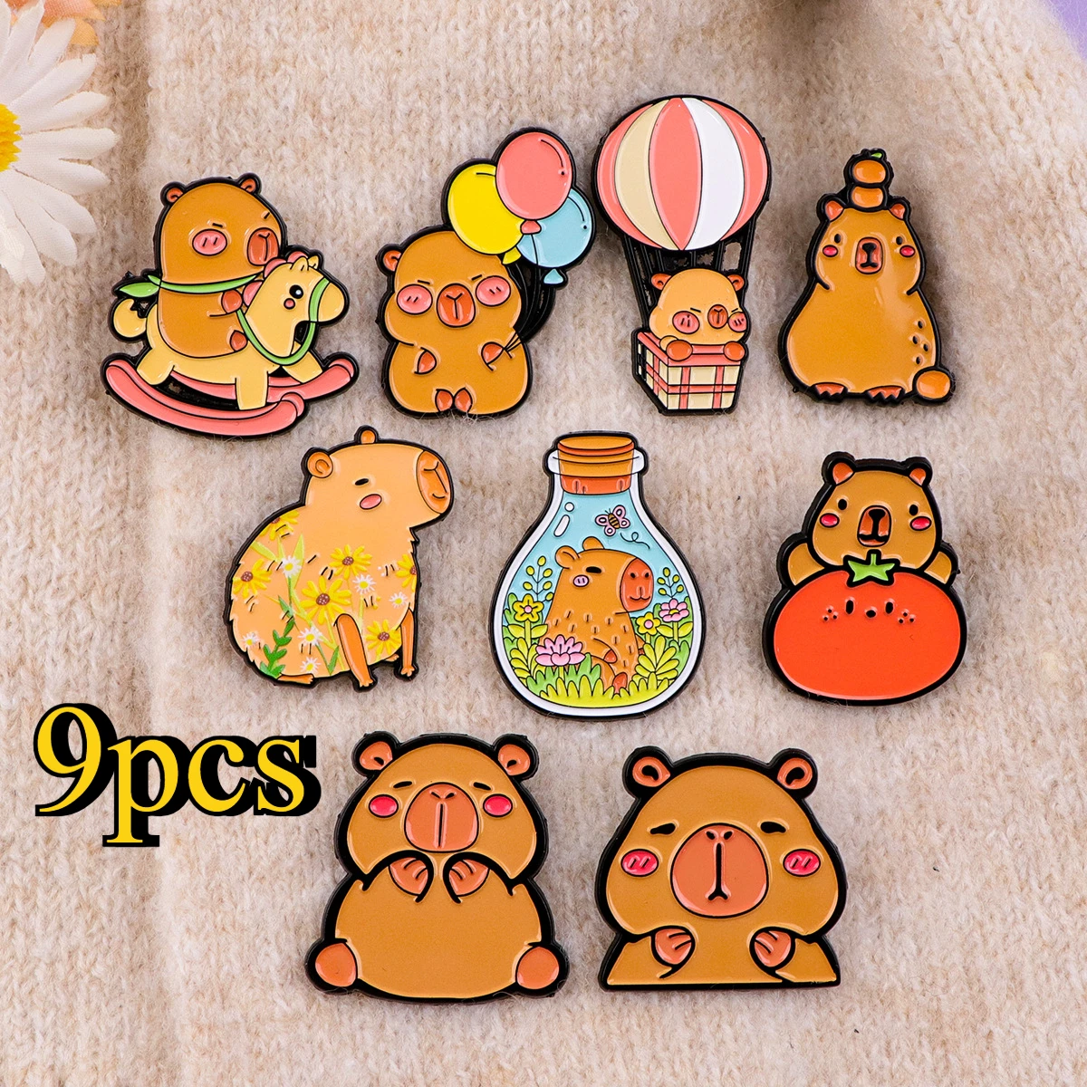 

Cute Capybara Enamel Pins Cartoon Animal Brooches Badge Lapel Pin for Backpack Clothes Accessories Kawaii Jewelry Birthday Gifts