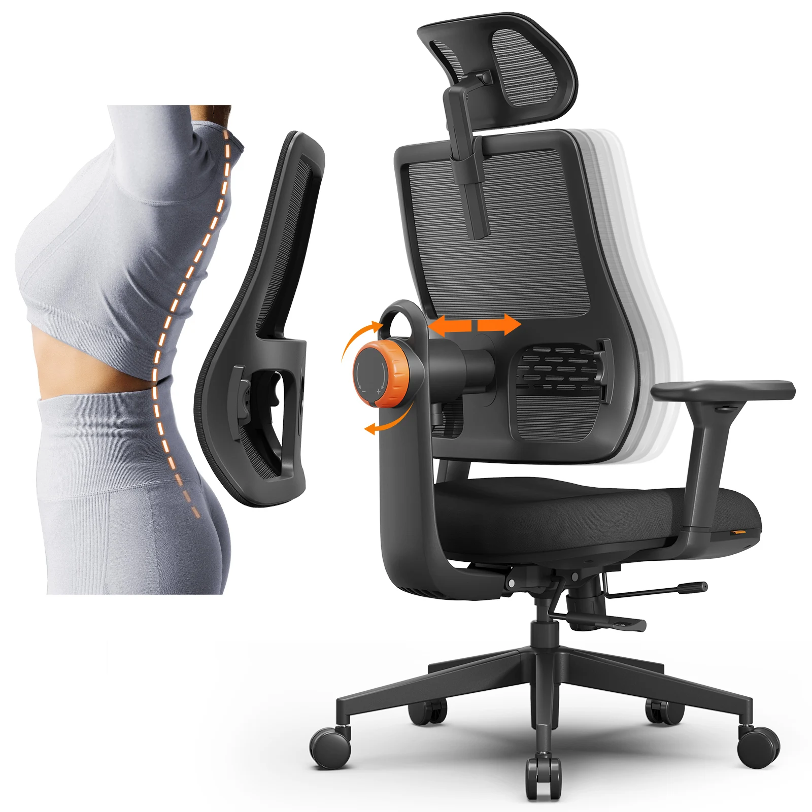 Silla Ergonómica Newtral Magich003 – Lumbar adaptativo y reposacabezas - imagen 3