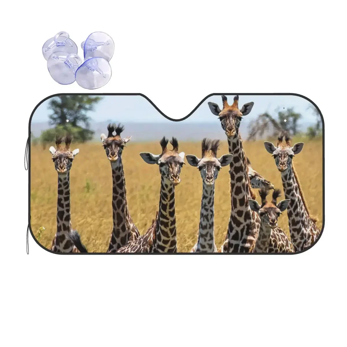 

Giraffe Family Personality Windshield Sunsha 70x130cm Animals Foils Sun Visor Heat Reflector