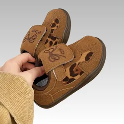 Kids Casual Sneakers Girls 2026 New Autumn Toddler Walking Shoes Leopard Print Soft Sole Versatile Girls School Trainers 23-33