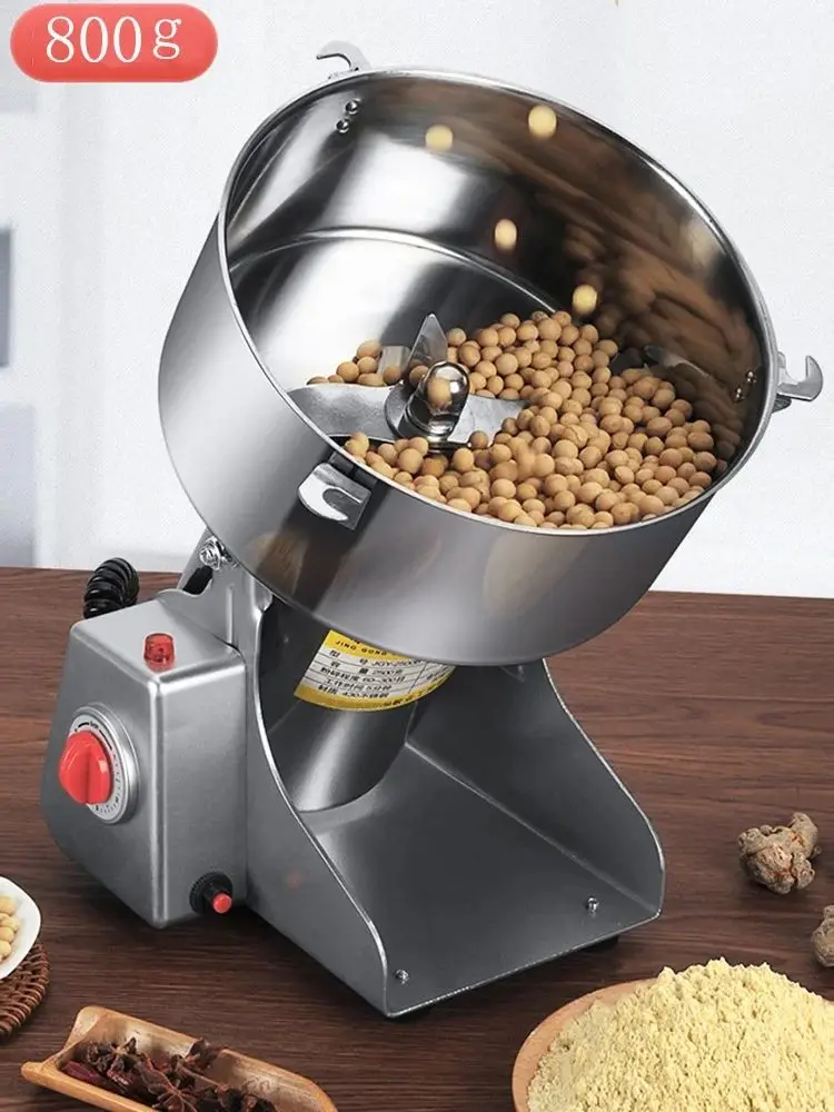 Elektrische Getreidemühle, Edelstahl-Pulverisierer, Pulvermaschine für trockene Kräuter, Körner, Gewürze, Getreide, Kaffee, Mais, 800 g