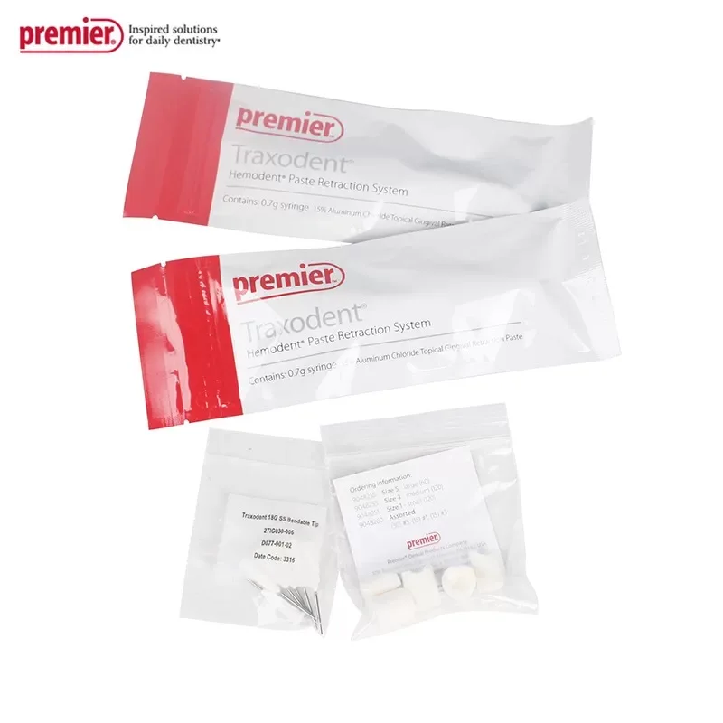 

Premier Traxodent Hemodent Paste Retraction System 2pcs Syringe Pack Dental Hemostatic gingival decongestant ointment