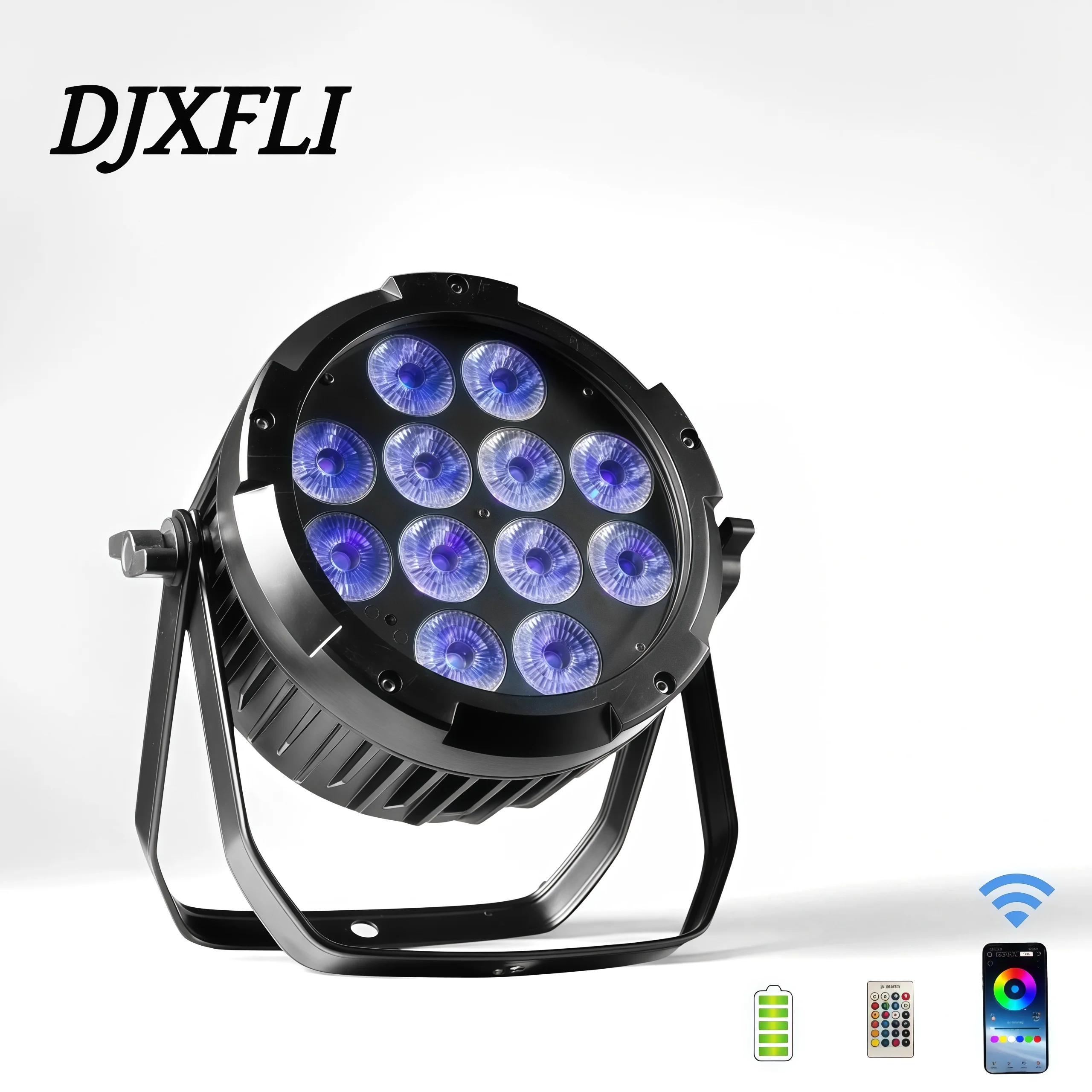IP65 12x18W RGBWA UV 6in1 Waterproof LED Par Lights Wireless Controller Battery Powered Suitable for Outdoor Performances, DJ