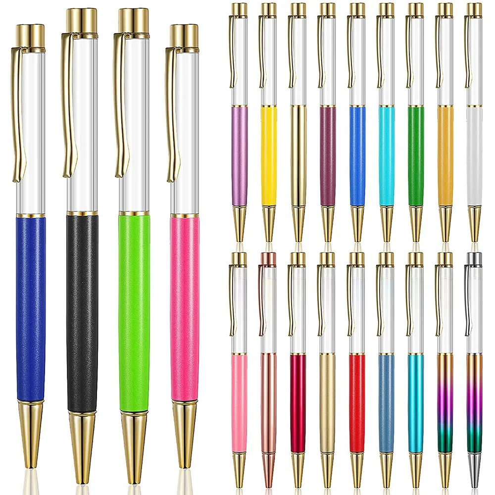 Compact 22 Colorful Empty Tube Floating DIY Pens,Metal Pens, Building Your Favorite Liquid Sand Pens Supplies For Many Occasions