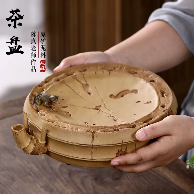 

Xixi Yixing Purple Clay Teapot Draining Teapot Platform Tea Set Tea Ornaments Famous Chen Zhen Frog Ming Bamboo Tea Tray Incense