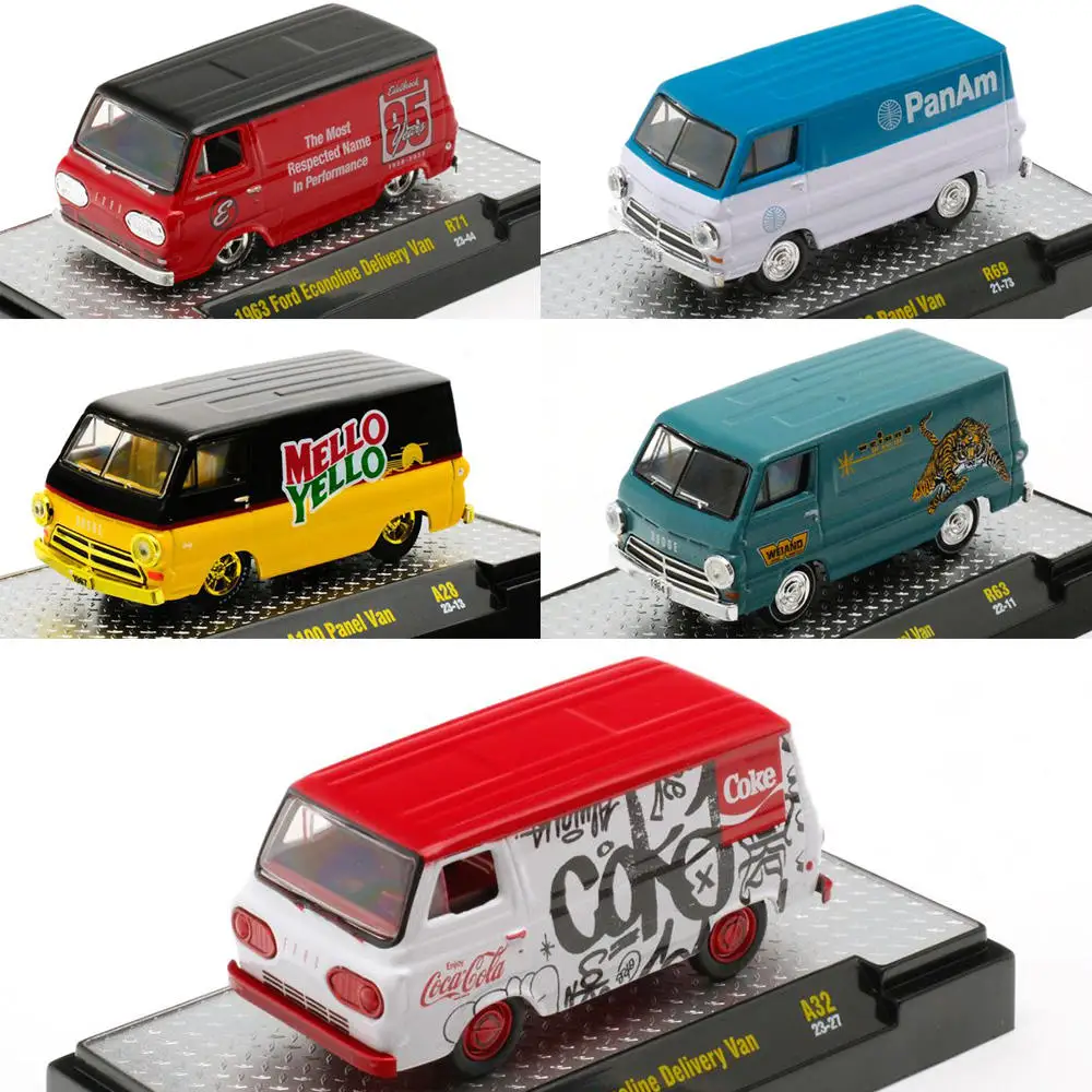 BIN-3 M2 Machine 1/64 Diecasts Alloy Car Ford Bronco Dodge Van Diecasts Station Wagon Vehicle Toy Collection for Hotwheels Boy