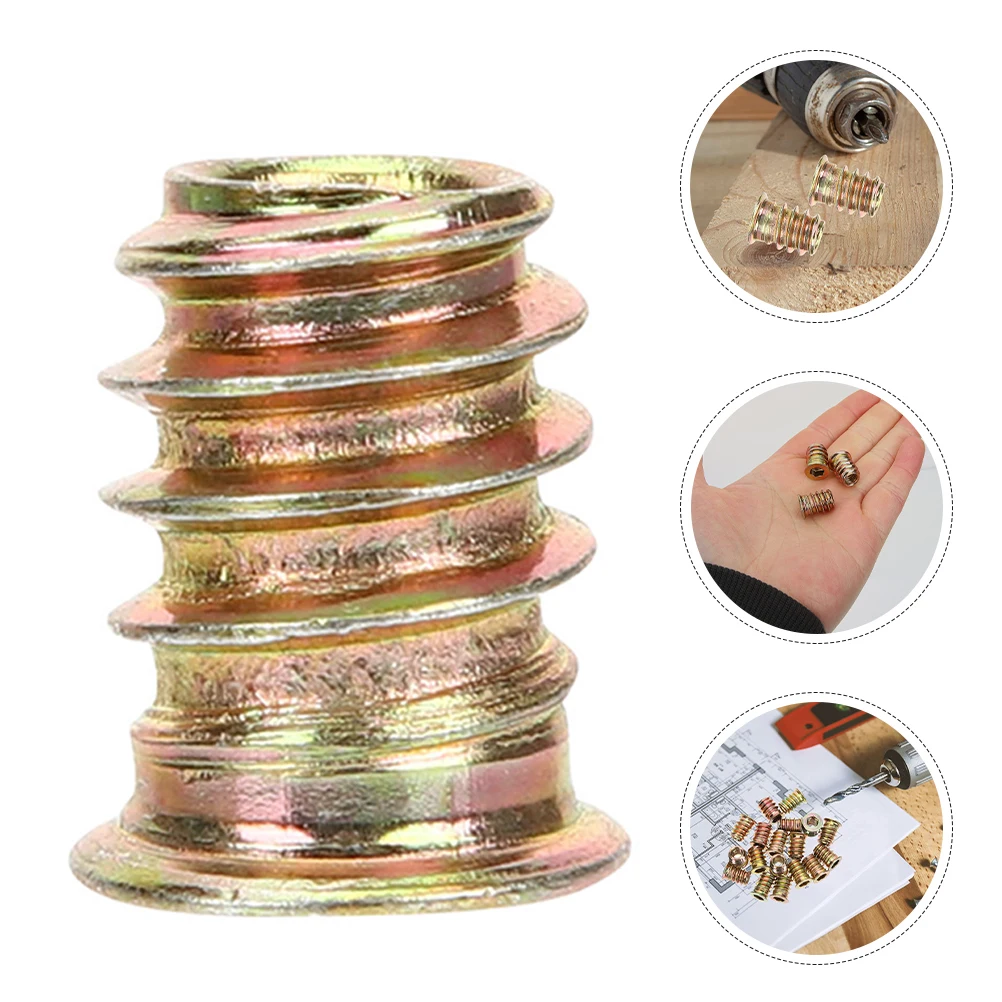 

40Pcs Threaded Insert M6x15 Carbon Steel Furniture Screw in Nut Fastener Wood Bolt Connector for Woodworking Threaded Inserts