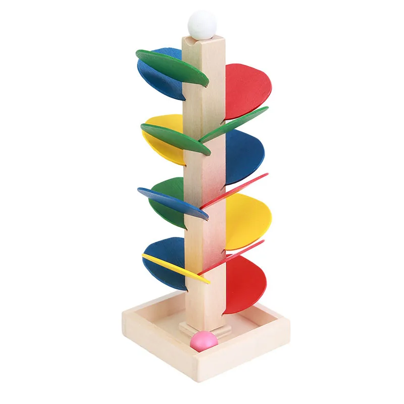 Wooden Tree Marble Ball Run Track Game Montessori Baby Kids Blocks Model Building Wooden Toy Children Educational Toy Xmas Gift