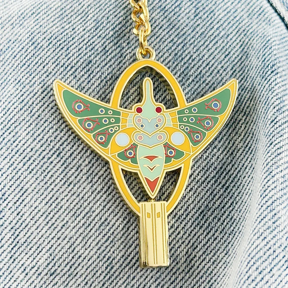 LLavero de mariposa Mononoke, llavero a escala de vendedor de medicina, colgante periférico de animación de aventura de fantasía