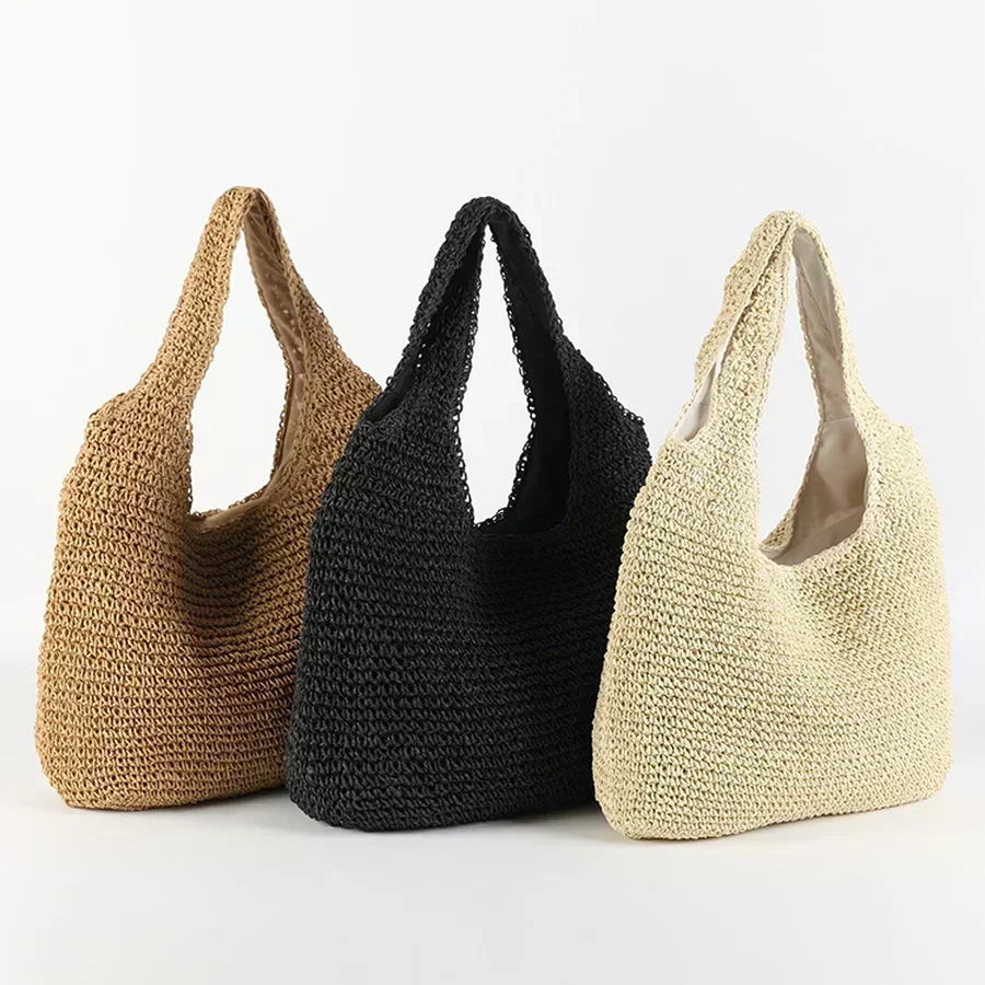 Bolsos de hombro de ratán para mujer, moda PDB1