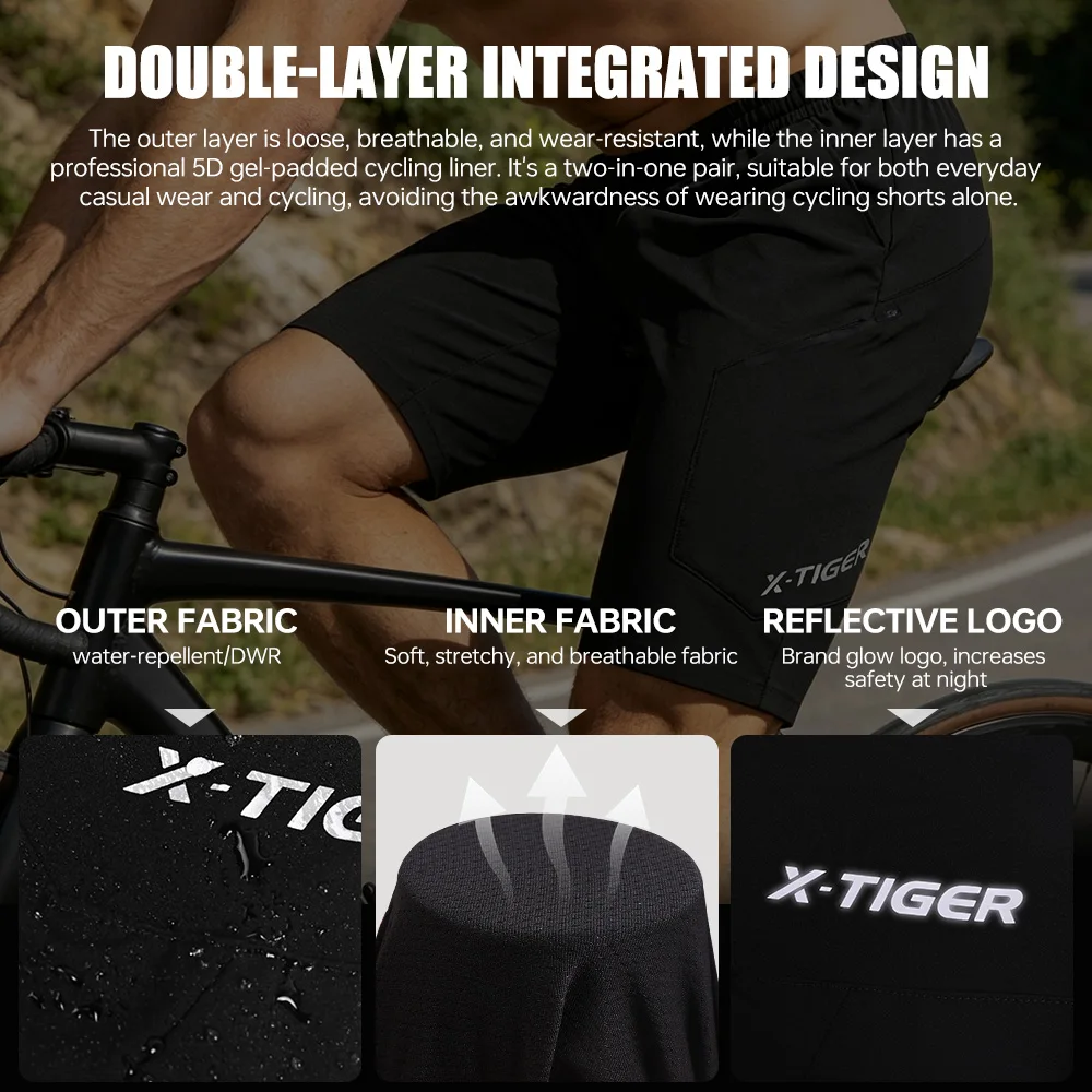 شورت X-TIGER 2 في 1 لركوب الدر - مراجعة Cycling Shorts For Commute وسعره